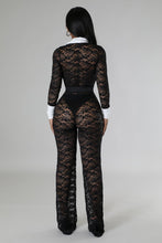 Follow My Lane Lace Jumpsuit- Black