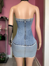 Strapless Patch Denim Tube Dress- Medium Denim