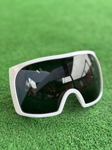 Futuristic Goggle Wrap Round Sunglasses- White