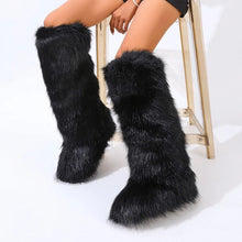 Wynter Fluffy Faux Fur Tall Boots- Black