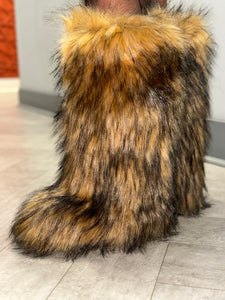 Wynter Fluffy Faux Fur Tall Boots- Brown