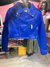 PU LEATHER BIKER JACKET- Royal