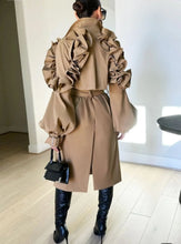 Timeless Ruffled Trench Coat- Khaki