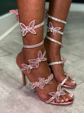 Butterfly Embellished Around The Ankle Heel- Pink