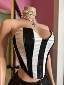 Let Me Know Corset Top- Black/White