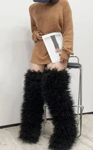 *Pre-Order 10-15 business days then ship* Shaggy Mongolian Fur Thigh High Boots- Black