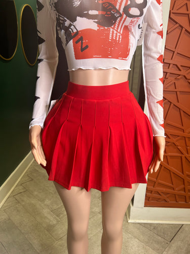 Scuba Pleated Skort- Red