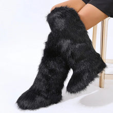 Wynter Fluffy Faux Fur Tall Boots- Black