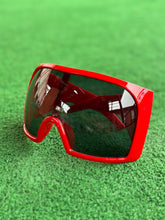 Futuristic Goggle Wrap Round Sunglasses- Red