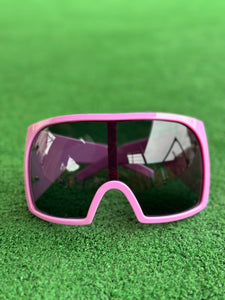 Futuristic Goggle Wrap Round Sunglasses- Pink