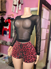 Glamorous Sequin Leopard Print Shorts- Rose Red