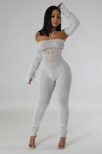 Being Patient Knitted Jumpsuit- Grey