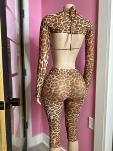 Get Back To It 3-Piece Sheer Leopard Print Set