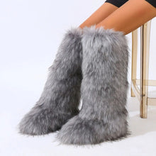 Wynter Fluffy Faux Fur Tall Boots- Gray