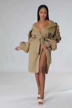 Timeless Ruffled Trench Coat- Khaki