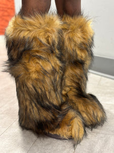 Wynter Fluffy Faux Fur Tall Boots- Brown