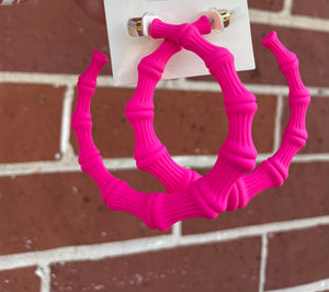 Bamboo Earrings- Fuchsia