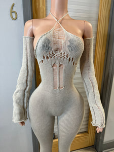 Being Patient Knitted Jumpsuit- Grey