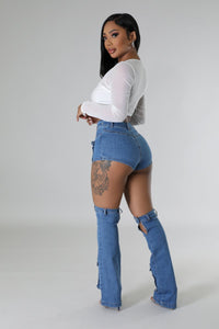 Grabbing Attention 2pc Skort Set- Denim