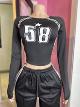 Team 58 Long Sleeve Graphic Top- Black