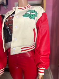 Cash Only Varsity Jacket- Red/Cream