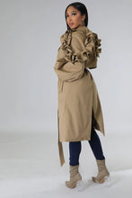 Timeless Ruffled Trench Coat- Khaki