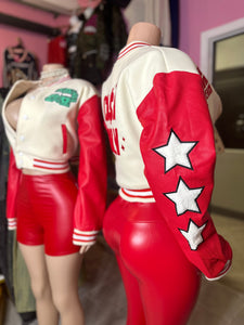 Cash Only Varsity Jacket- Red/Cream