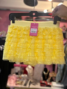 Ruffle Lace Layered  Mesh Shorts-Yellow