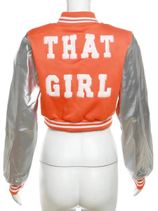 That Girl Varsity Jacket- Orange