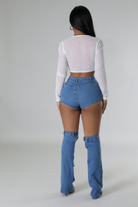 Grabbing Attention 2pc Skort Set- Denim