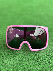 Futuristic Goggle Wrap Round Sunglasses- Pink