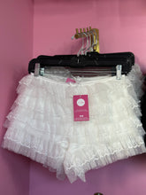 Ruffle Lace Layered Mesh Shorts- White