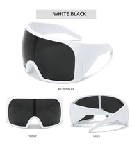 Futuristic Goggle Wrap Round Sunglasses- White