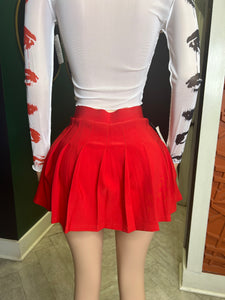 Scuba Pleated Skort- Red