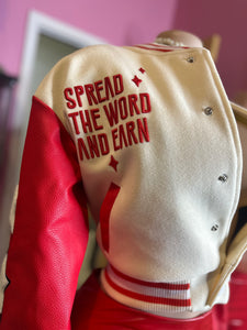 Cash Only Varsity Jacket- Red/Cream