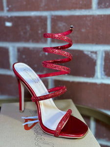 Embellished Around The Ankle Heel- Red