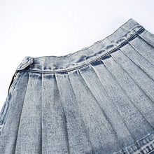 Denim Pleated Mini Skirt