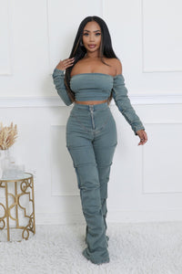 Fall In Line Denim Pant Set