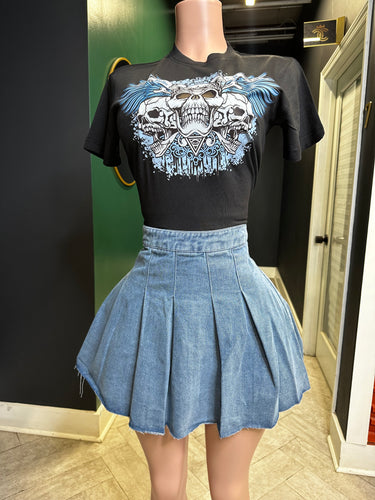 Denim Pleated Skirt