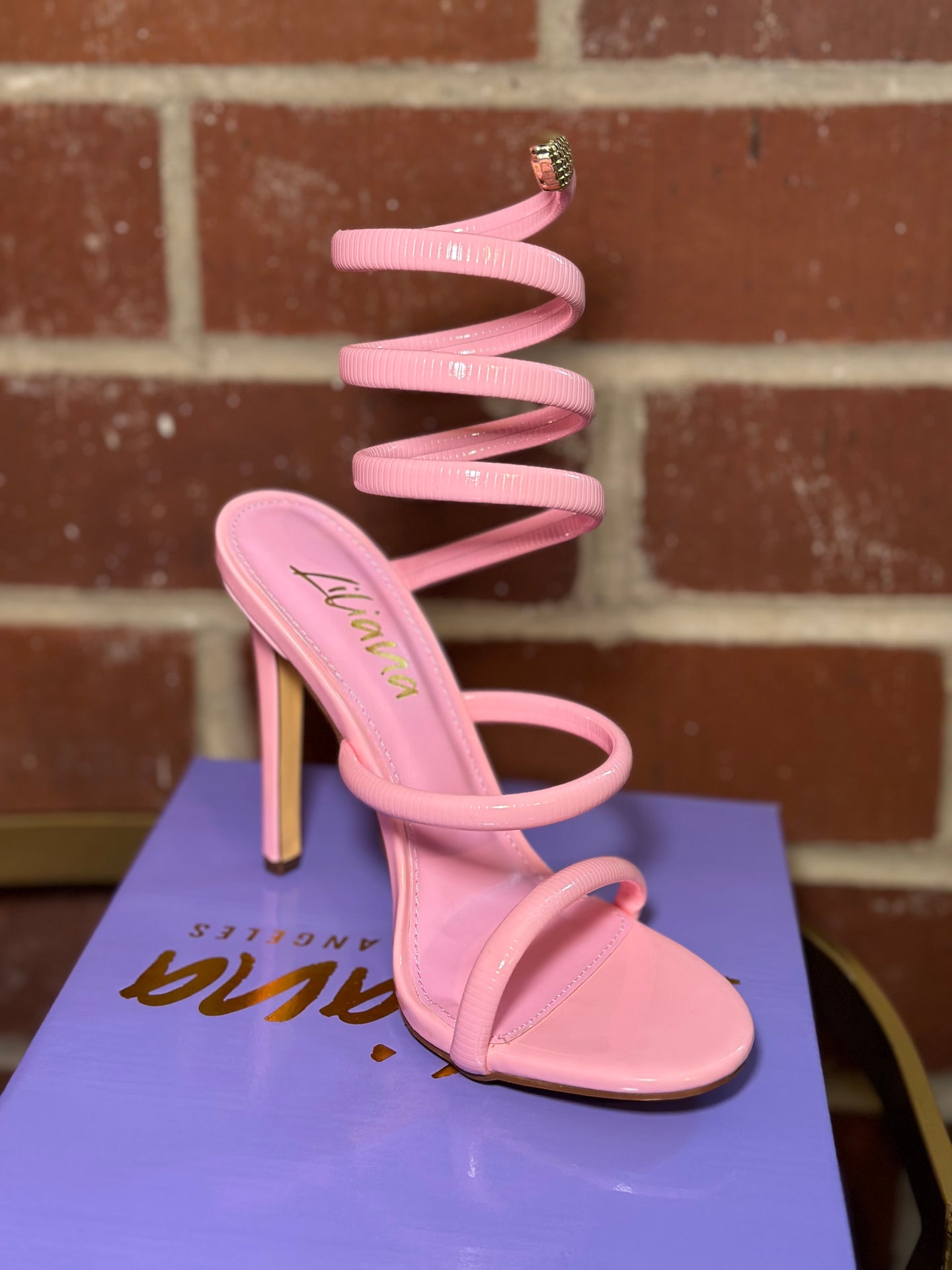 Nikia-223 Wrap Around The Ankle Heel- Baby Pink