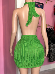 Ruffle Halter Dress- Green