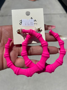 Bamboo Earrings- Fuchsia