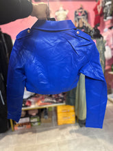 PU LEATHER BIKER JACKET- Royal