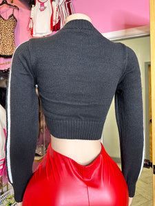 Extreme Cropped Sweater Top- Black or Red