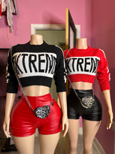 Extreme Cropped Sweater Top- Black or Red