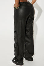 Street Chic Faux Leather Cargo Pants- Black