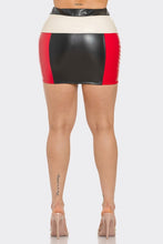 Bold Color Block Leather Mini Skirt Only