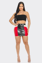 Bold Color Block Leather Mini Skirt Only