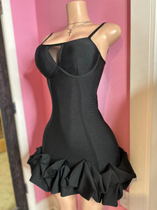 3D Rose Bandage Dress- Black