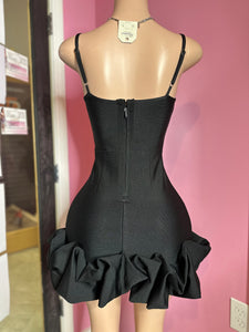 3D Rose Bandage Dress- Black